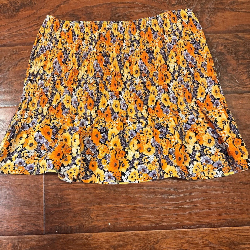 H&M Floral Orange and Purple Skirt Perfect For Summer Outfits
